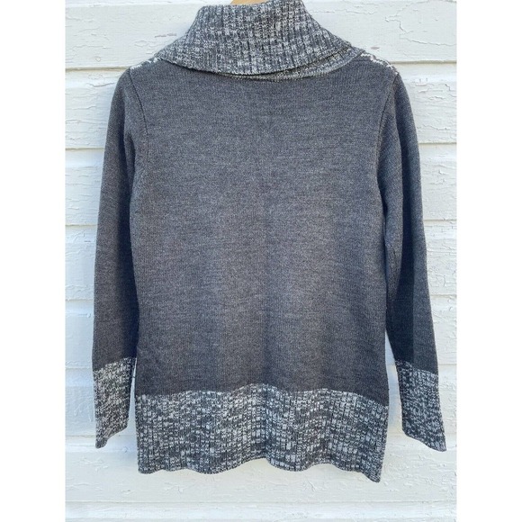 Lana Lee Sweater Cowl Neck Fair Isle Gray Knit Women's Large Tunic Horse Bit - Picture 6 of 6